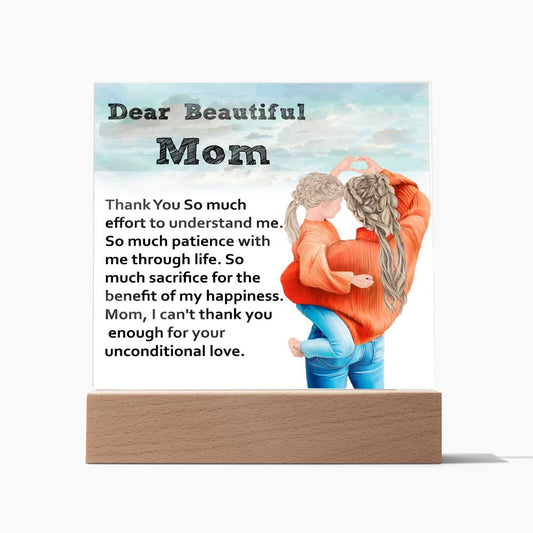 Mom | Unconditional Love | Square Acrylic Plaque